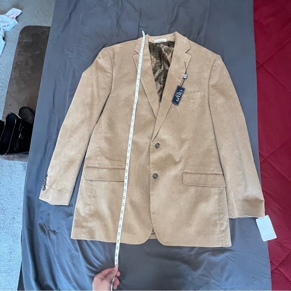 Nwt-Chaps Mens 44l Tan Corduroy Sport Coat Blazer - Picture 3 of 16